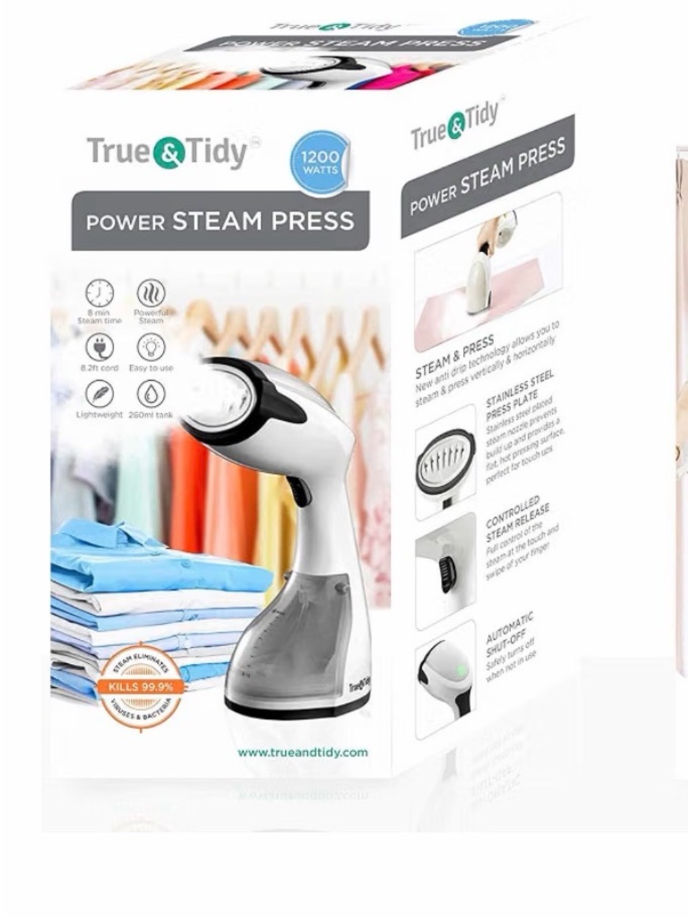 True & Tidy HS-26 Power Steam Press - 1200W Handheld Garment Steamer